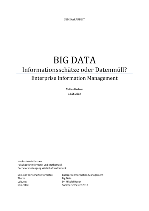 Big Data - Informationsschätze oder Datenmüll?
