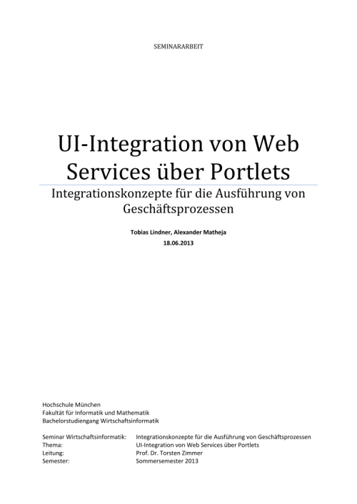 UI-Integration von Web Services über Portlets
